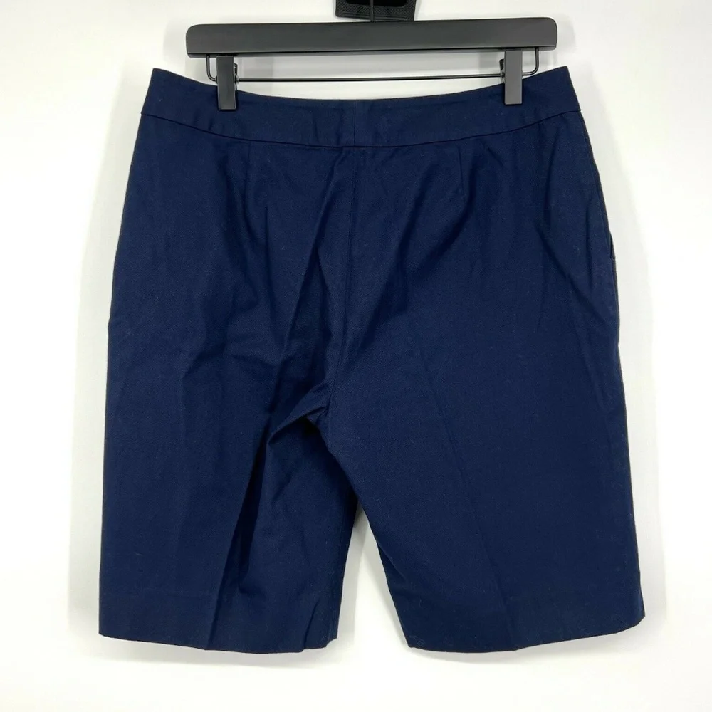 Lauren Ralph Lauren Shorts Womens 10 Petite Bermuda Navy Blue High Rise Cotton - Picture 5 of 7